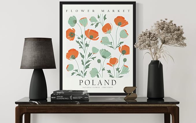 Poland Flower Market Art Print Poster, Wall Art Floral Painting Botanical Decor for Bedroom, Kitchen, Bathroom Livingroom Decoration 82B (Poland, 14"L x 11"W, Unframed)