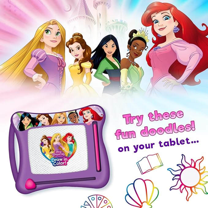 JA-RU Disney Princess Magic Draw-Magnetic Drawing Pad (1 Pack). Drawing Kids Board Car Trip Toys | Mess-Free Small Kids Write Board | Creative Activities and Travel Entertainment.B-6906-1s