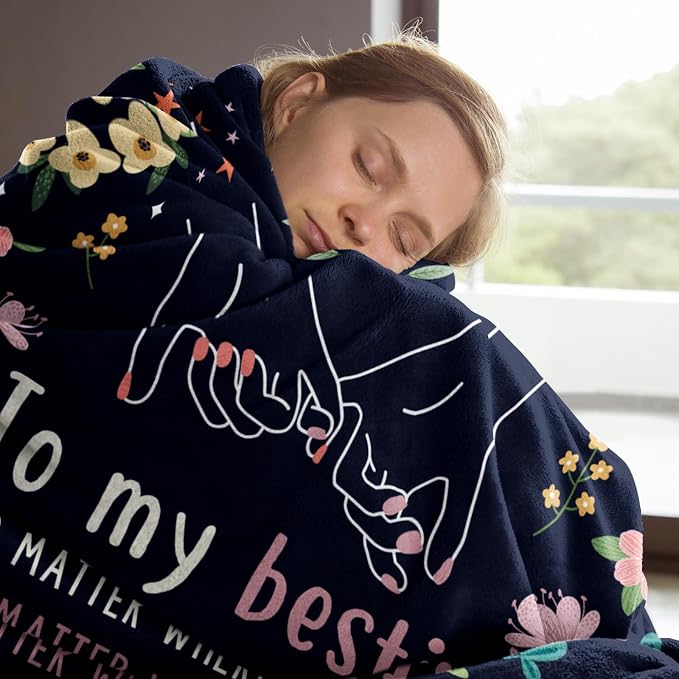 Best Friend Birthday Gifts for Women, Bestie Blanket Blue, 60" x 50" | Friendship Gifts for Women, Best Friend Blanket Gift, to My Bestie Flannel Throw Blanket for Christmas