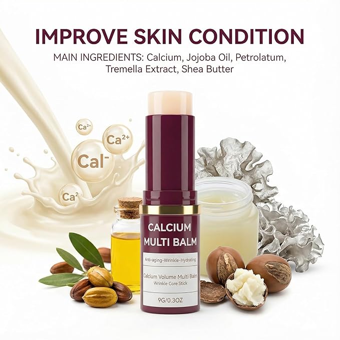 All-in-One Moisturizing Balm Stick with Calcium & Collagen – Anti-Aging Skin Repair for Face, Eyes, Lips, Neck – Hydrating Portable Skincare, 2-Pack