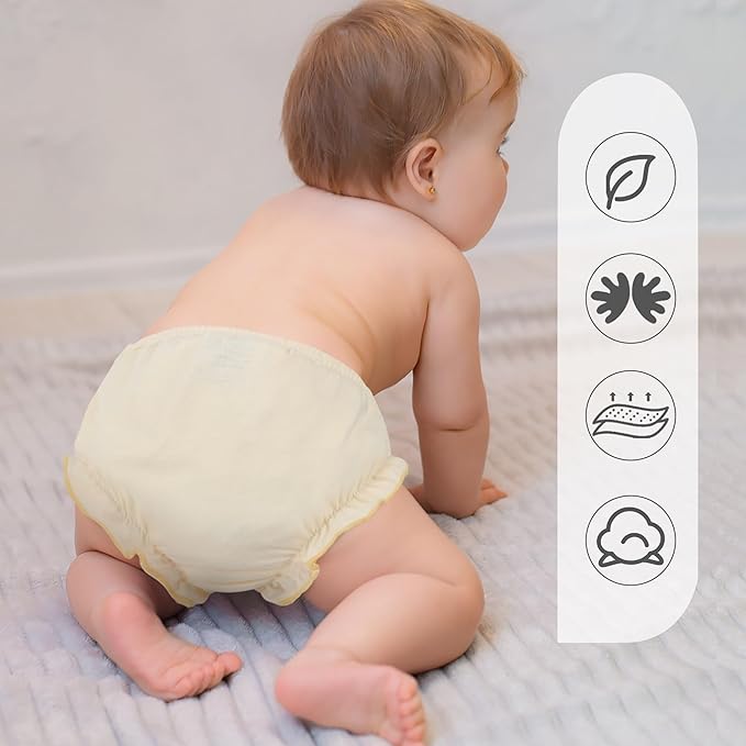 4 Pcs Baby Bloomers for Toddler Girls Newborn Diaper Covers for Girls Cotton Briefs Shorts Underwear