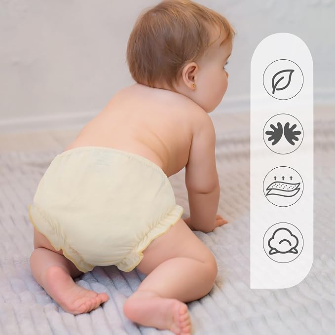 4 Pcs Baby Bloomers for Toddler Girls Newborn Diaper Covers for Girls Cotton Briefs Shorts Underwear
