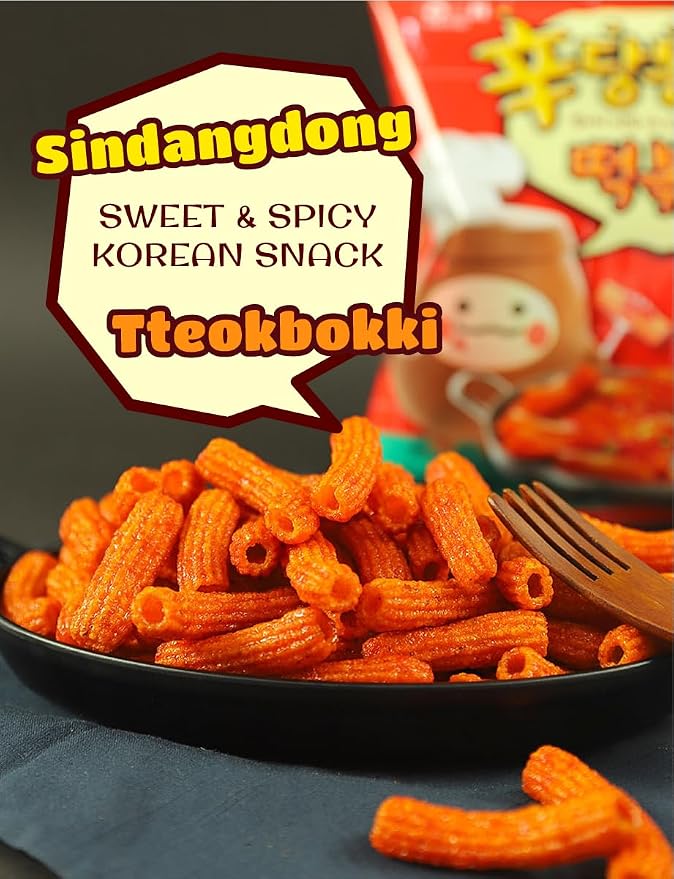 Sindangdong Tteokbokki Snack, Sweet & Spicy Korean Rice Cake Flavor Crunchy Snack, 192g (6.77 oz)