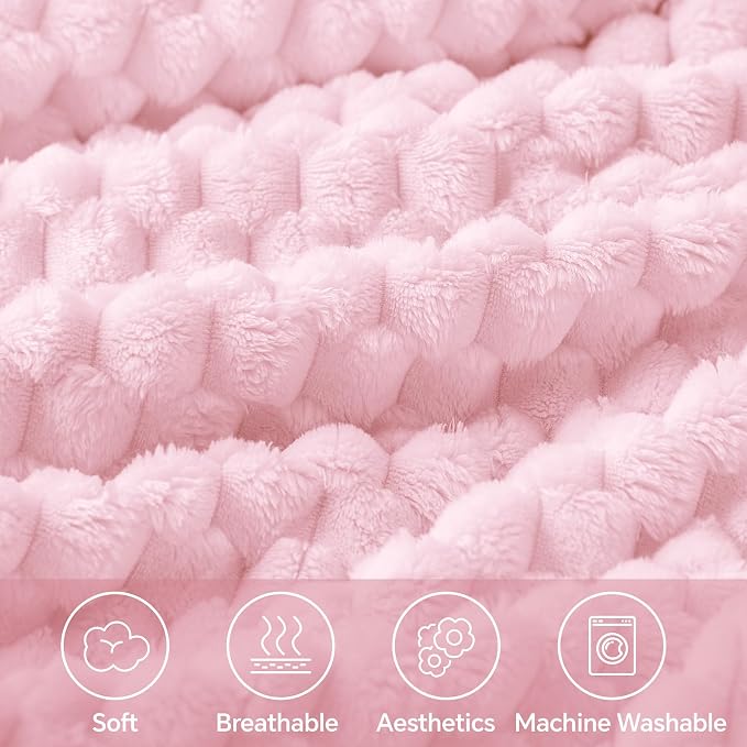 BEDELITE Twin Blanket for Couch, Soft Cozy Gifts for Women, Cherry Blossom | 3D Jacquard Decorative Fleece Blanket, Super Soft Plush Throw, Cute Birthday Gift for Women, Suitable for All Seasons, 60*80