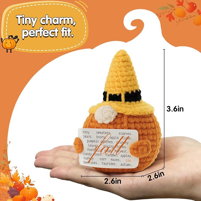 Fall Pumpkin Gnome Decor, Halloween Witch Hat Design, Features Cozy Autumn Elements Like Sweaters & Apple Cider, Perfect Handmade Crochet Plush for Thanksgiving Warm Harvest Vibes Display