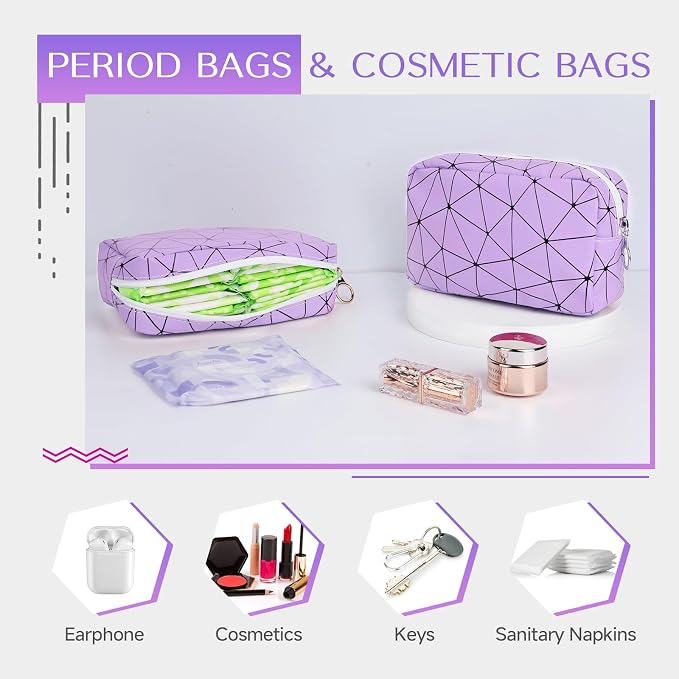 Likesing Tampon Holder for Purse, Leather Period Bag Sanitary Napkin Storage Bag for Girls Womens, Portable Feminine Emergency Pad Period Pouch(Purple)
