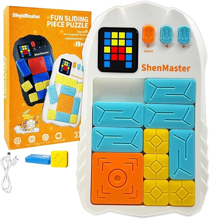 Super Slide Puzzle Game – Rechargeable Brain Teaser Unlock 500+ Levels of Electrifying Sliding Puzzles，A Dazzling Electronic Brain Challenge with Addictive Puzzle Fun for All Ages.