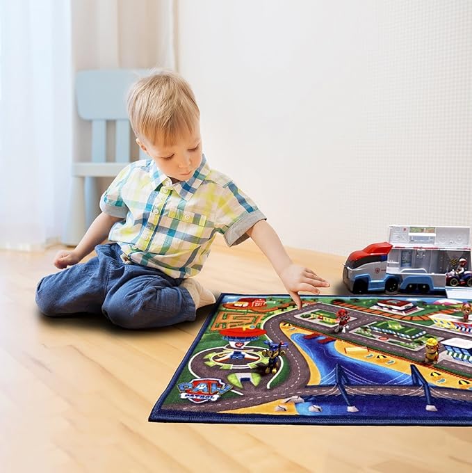 Gertmenian Paw Patrol Indoor Area Rug - 4x6 Large, Non-Slip, Ideal for Children in Bedroom, Game Room, Classroom, Nursery or Play Area - Adventure Bay HD, Navy Blue, 31111