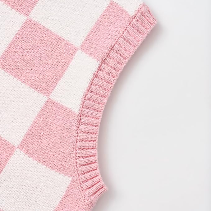 Women's Sweater Vest,Y2K Sleeveless Pattern Preppy Style Knitted Crop Tank Top for Girl
