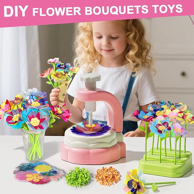 BEFANTST DIY Fabric Flower Craft Kit, Arts and Crafts for Kids 4-6, No Glue Required Educational Creative Handmade Flower Making Kit Toys for Girls Birthdays Gift Christmas Gift
