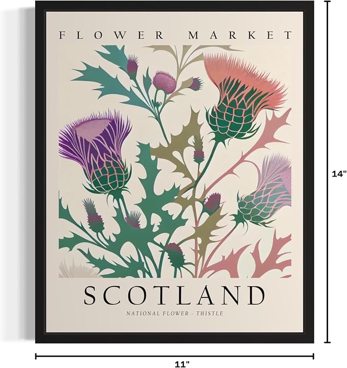 Scotland Flower Market Art Print Poster, Wall Art Floral Painting Botanical Decor for Bedroom, Kitchen, Bathroom Livingroom Decoration 82B (Scotland, 14"L x 11"W, Unframed)