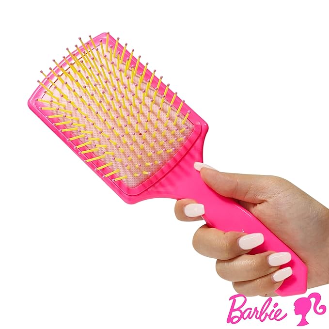 LUV HER Barbie Kids Hair Brush & Spa Headband Set for Girls - Fun Grooming Kit for Detangling, Styling & Skincare - Soft & Stretchy One Size, Ages 3+