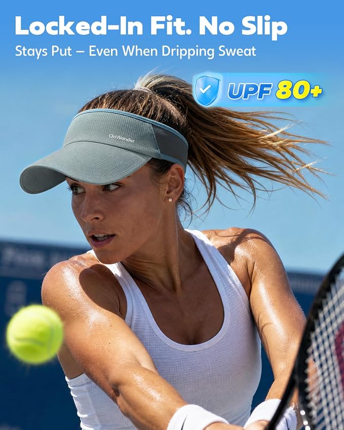 Sport Sun Visor Hat for Women Men - Lightweight Stretchy Polyester Spandex Quick Dry Sweatband Wrinkle Resistant