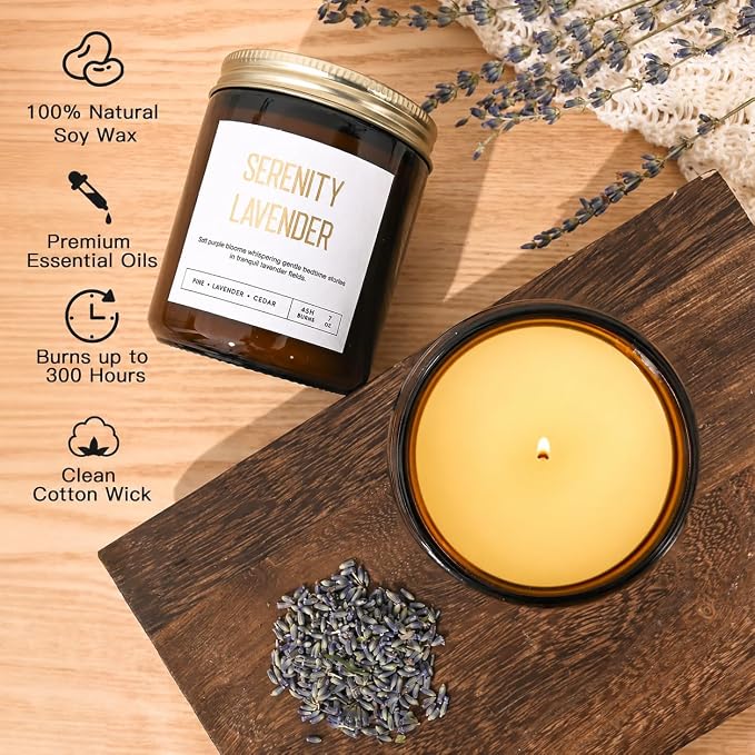 Scented Soy Candles Set for Women - 6 Pack 42oz 300Hour Candle for Home Scented, Lavender Vanilla Eucalyptus Sage Jasmine Sandalwood, Natural Soy Wax Aromatherapy Candles ﻿