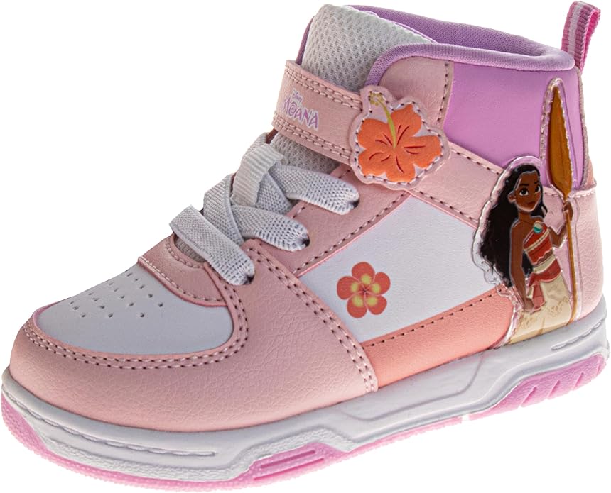 Josmo Girls High Top Sneakers Minnie Mouse Frozen Elsa Anna Paw Patrol Skye Lilo & Stitch Moana Character Shoes for Girls Size Toddler to Little Kid