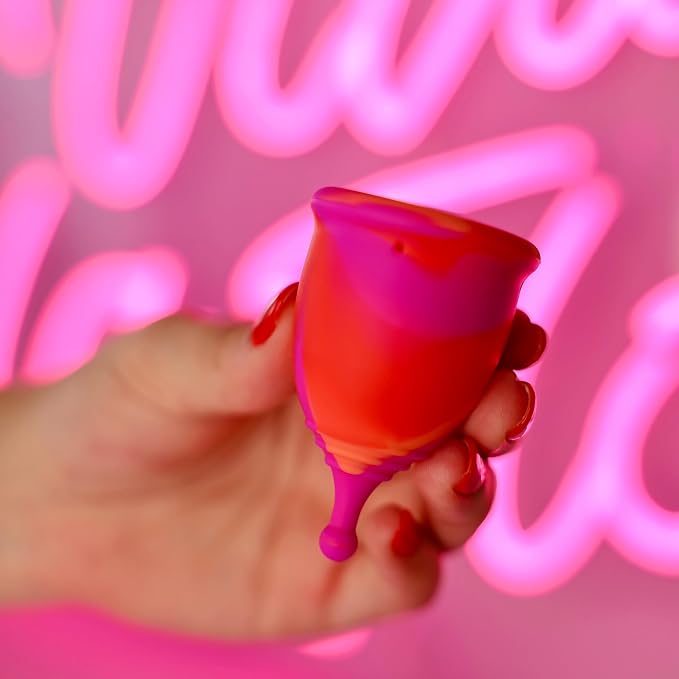 Reusable Menstrual Cup -100% Medical Grade Silicone - No Metals or Toxins - Soft & Comfortable Period Care - Leak Free - 10 Hours of Protection -Size A-Rose Rage