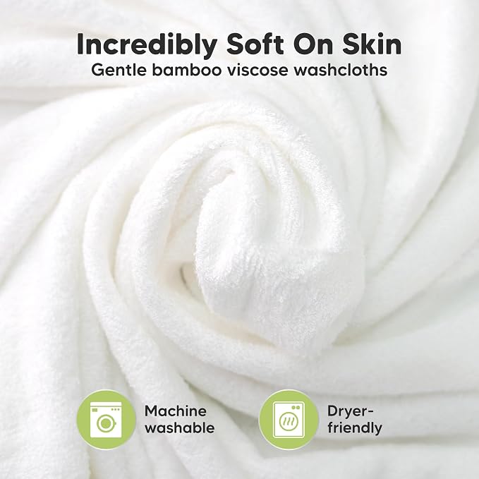 6-Pack Baby Washcloths – Soft Absorbent Viscose from Bamboo Washcloths for Face, Body, Baby Towels for Newborn, Kids, Toddlers, Infant, Gentle on Sensitive Skin, 10x10 Reusable Face Towels(Stone)