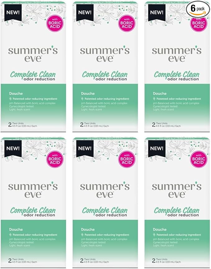 Summer's Eve Complete Clean Vaginal Douche, Odor Reduction, pH Balanced with Boric Acid Complex, Fresh Scent, 4.5 Ounce Each, 2 Count (Pack of 6)