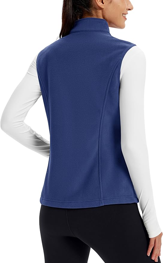 TACVASEN Women's Fleece Vest Lightweight Sleeveless Zip Jacket Outerwear | Soft Polar,Zipper Pockets,Stand Collar,Fall Winter Warm,Outdoor,Athletic,Running,Hiking,Travelling,Golf,Work