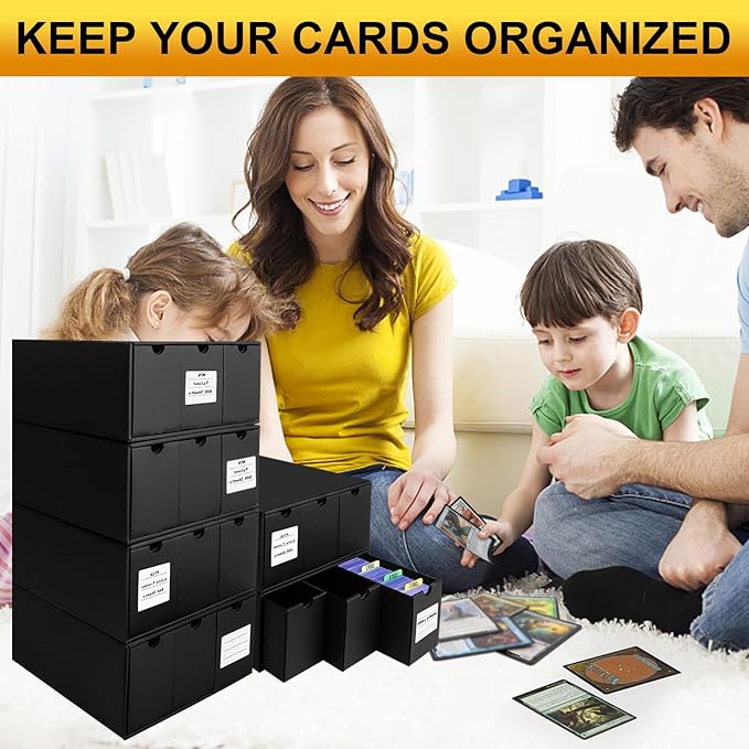 Trading Card Storage Box, 10800+ Card Organizer with 18 Inner Boxes & 72 Card Dividers, Fits Sleeved Cards & Toploaders for MTG, TCG, YGO, PTCG, Sports Cards, with Labels & Tapes