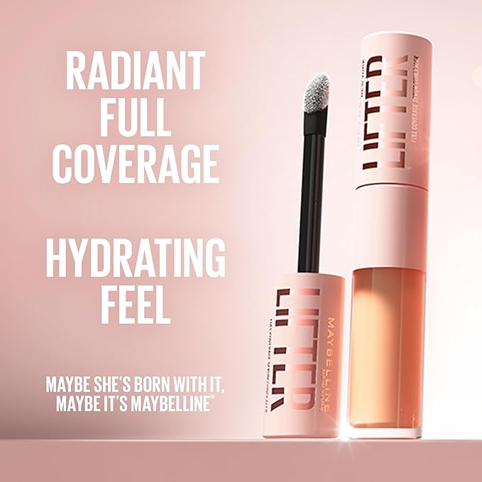 Maybelline Lifter Serum Concealer, Radiant Concealer with Full Coverage, Includes 2% Peptides + Caffeine to Hydrates & Brightens Under Eyes, 5, 1 Count
