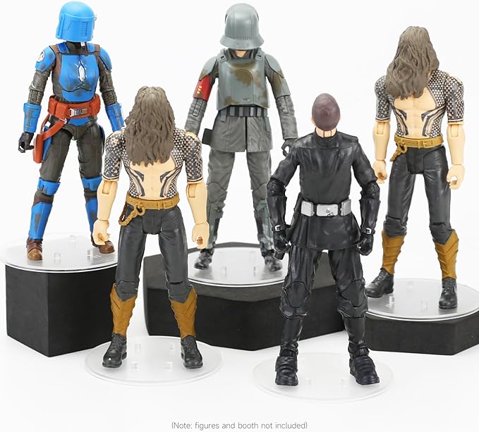 32 Pieces Plastic Action Figure Display Stand Base ,Multi-PEG Model Support Stand Compatible with 6 inch Star Wars Black Series Figure Toy (32PCS-Clear-Round)