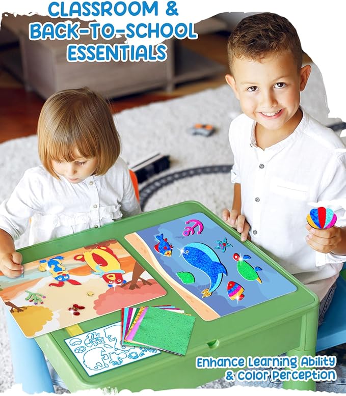 ZMLM Foil Art Kit for Kids - Arts Crafts Fun Mess Free Activity, Gifts for Ages 4 5 6 7 8 9 Girls Boys, Crafts for Kids Creative Birthday Easter Basket Stuffers Gifts Toys (Ocean)