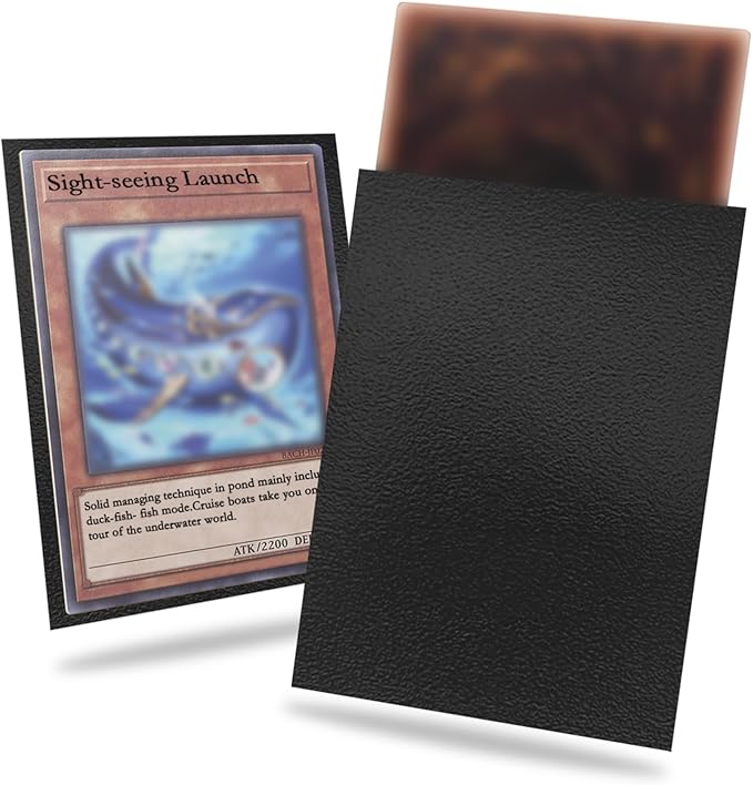 Black Card Sleeve 200 Pack Compatible with Yu-gi-oh Card Sleeve Japanese Small Card Sleeves 62x89mm, Back Textured Perfect Shuffling, Protect Your Japanese Sized Trading Cards Photocard Never Tear