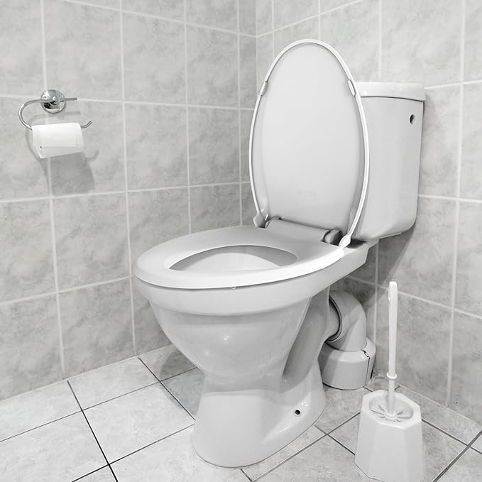 Toilet Seat Cover Elongated – Durable PP Toilet Seat with Slow Close Hinges, Easy Clean White Replacement for American Standard Toilets