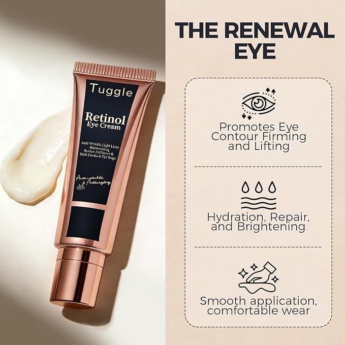 Retinol Under Eye Cream – Anti-Aging Cream for Dark Circles, Puffiness & Wrinkles with Caffeine & Peptide Firming & Hydrating Formula to Reduce Fine Lines 0.7 Fl.Oz