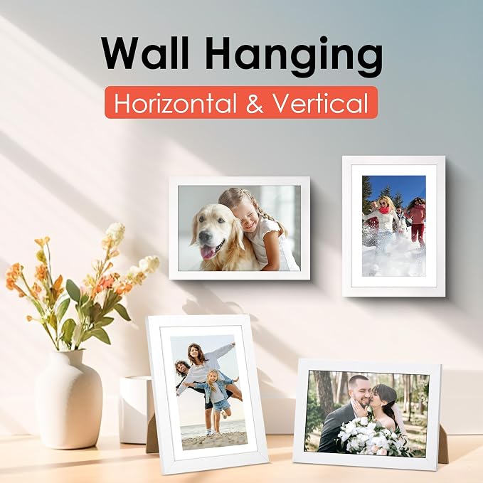 5x7 Picture Frame Set of 6, White Photo Frames Bulk with HD Plexiglass, Display Pictures 4x6 with Mat or 5x7 Without Mat, Multi Picture Frames Collage for Tabletop or Wall Display
