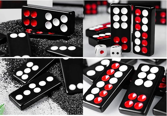 32PCS Pai Gow Tiles Game Set,Chinese Traditional Black Dominoes Pai Gow, Pai Gow Poker, Best Casino Game Party Fun Toy for Entertainemnt (20#)
