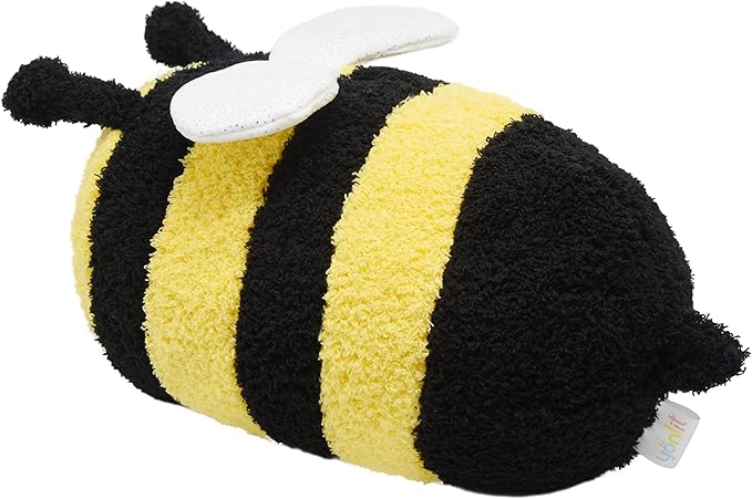 Fuzzy Bumblebee Stuffed Animal with Smile Face and White Wings Super Cute Plush Bee Toy Excellent Gifts for Kids or Honey 12 Inch