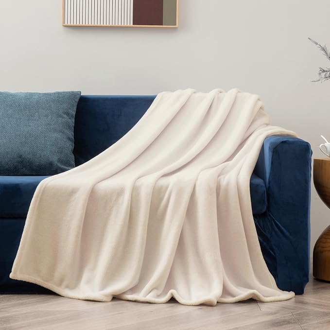 BEDELITE Fleece Blanket Soft Plush Throw for Couch Beige 50"x60" | Ultra Soft Fleece, Plush Microfiber, Lightweight Warmth, All Season Comfort, Fade Resistant, Machine Washable, Couch Sofa Bed