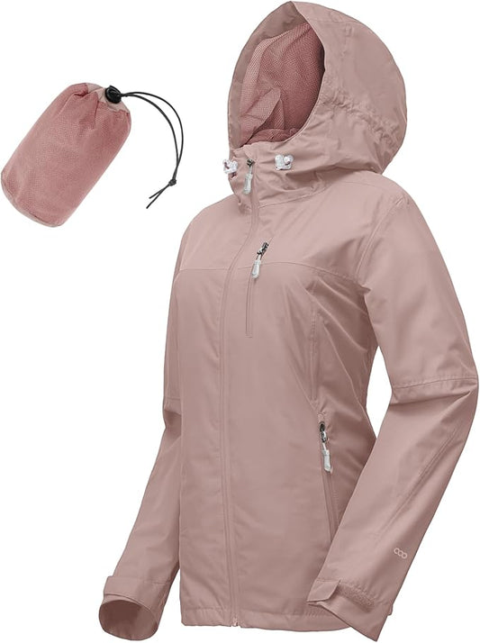 33,000ft Packable Rain Jacket Women Lightweight Waterproof Raincoat with Hood Cycling Bike Jacket Windbreaker
