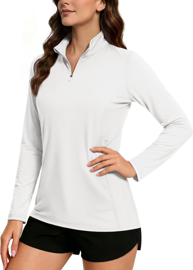 TACVASEN Women's Quarter Zip Pullover Golf Shirts UPF 50+ Long Sleeve Sun Shirts UV Protection Workout Tops