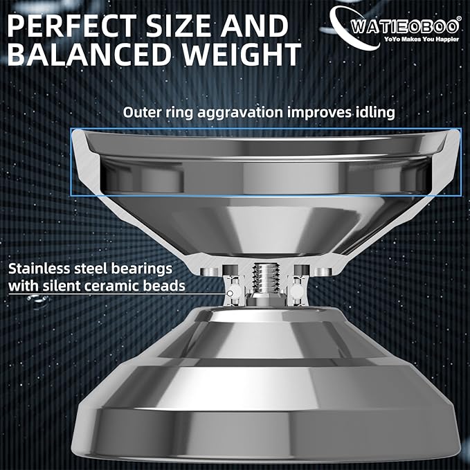 WATIEOBOOyoyo TC4 Aviation Titanium Alloy yoyo Professional Non-Reactive Yo-yo, Suitable for Children and Adults Trick yo yo, Party Performance Yo-yos and Competition Yo yos