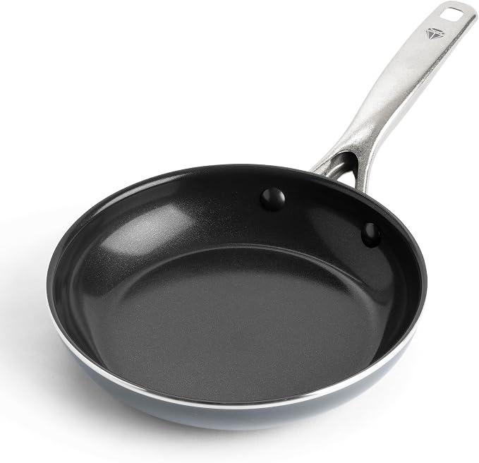 Blue Diamond 8" Diamond Infused Ceramic Nonstick Frying Pan Skillet, Gray | PFAS-Free Ceramic Nonstick, Dishwasher & Oven Safe, Stay Cool Handle, Durable Metal Utensil Safe, Egg & Omelet Pan