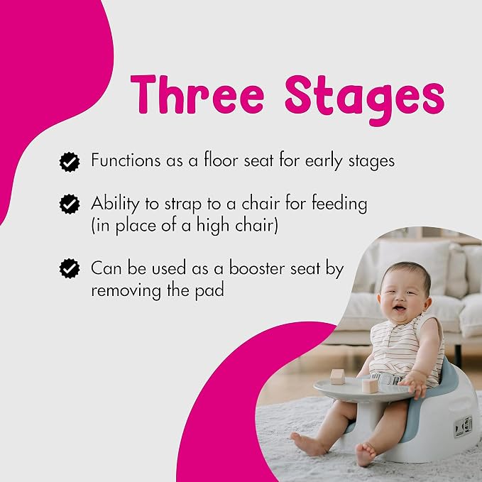 Bumbo 2 Pack 3-in-1 Multi-Seat for 6 to 36 Months, Travel Baby and Infant Feeding & Play Floor Seat, Portable Booster with Tray, White/Desert Mirage
