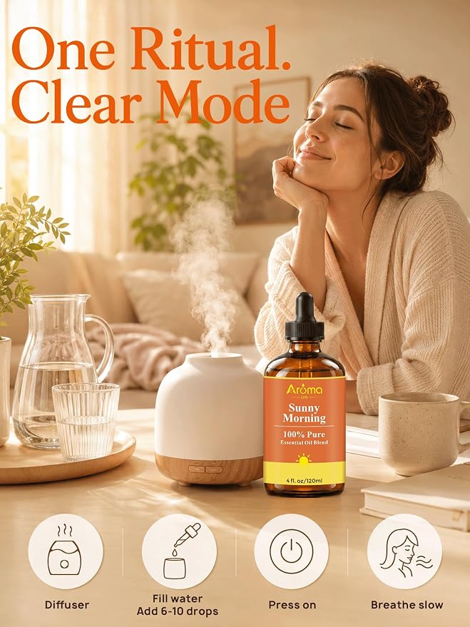 Sunny Morning — A 100% Pure Essential Oil Blend Citrus-Bright Blend that Makes Your Space Feel Like You Just Opened the Curtains, Essential Oils for Diffusers for Home