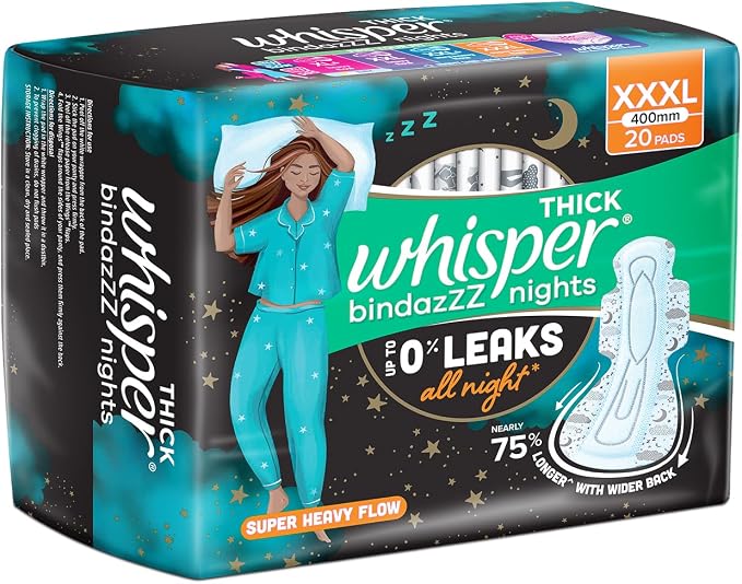 Whisper Ultra Night Sanitary Pads for Women, XXXL 20 Napkins