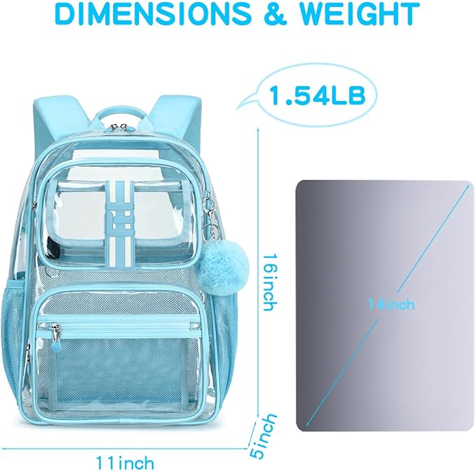 Cusangel Clear Backpack for School,16in Heavy Duty Clear BookBag,TPU Large Capacity Black See Through backpack for Stadiums,Concerts,Plastic transparente para mujer for 8Age+