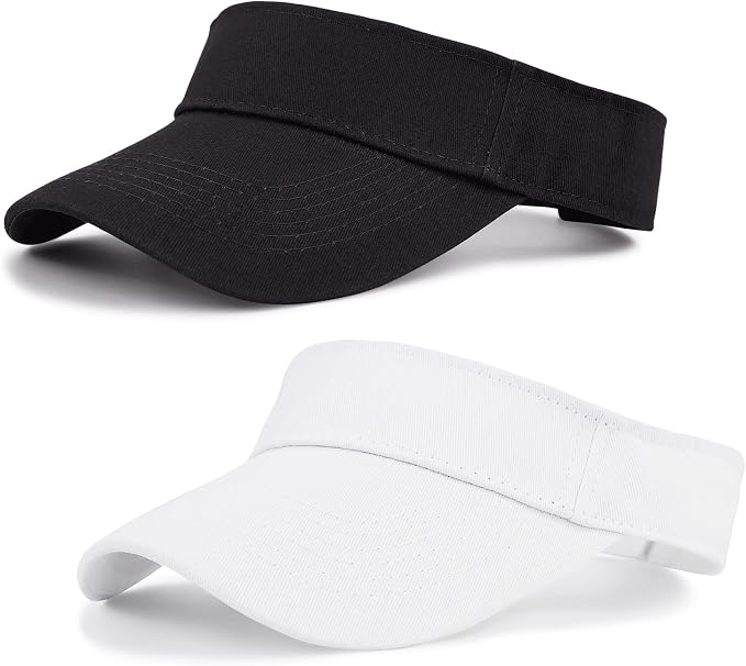 Zando 3.2" Structured Brim Visor Hats for Women, UPF 50+, Golf/Tennis | 3.2"Structured Brim Adds Sun Coverage, Steady View, Quick-dry Sweatband, Open-Top Ponytail Fit, Adjustable Fit & Lightweight