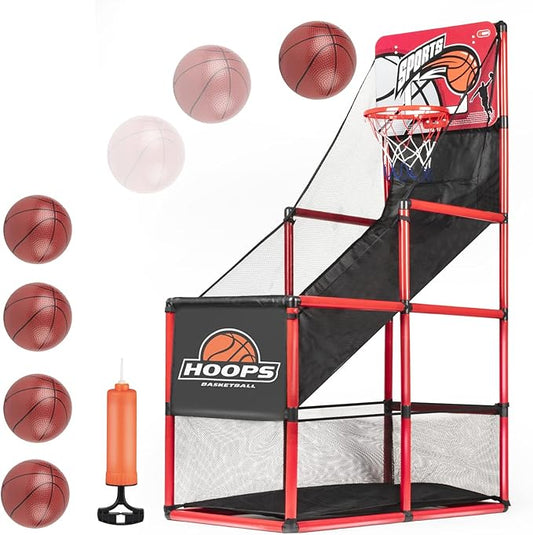 Kids Arcade Basketball Game Set with 5 Inflatable Balls,Indoor Outdoor Sports Toys,Basketball Hoop for Kids,Children's Basketball Stand,Easy Set Up Ideal for Games and Competition