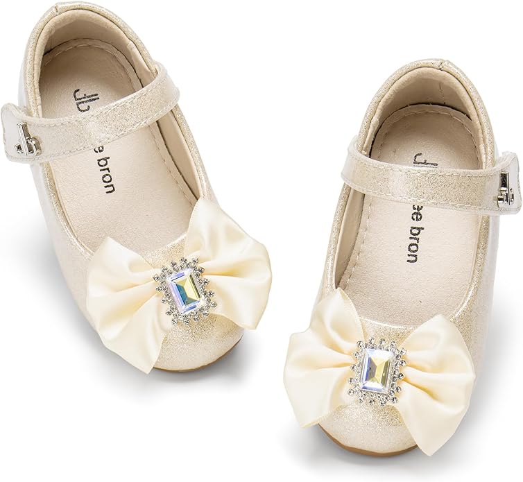 THEE BRON Mary Jane Ballet Flats - Girls' Dress Shoes with Hook & Loop Closure
