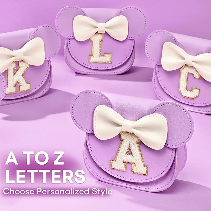mibasies Toddler Purse Girl Gifts: Girls Birthday Gifts for 3-8 - Toys for Ages 2-4 Girls Mouse Ears Purse, Purple, Letter T