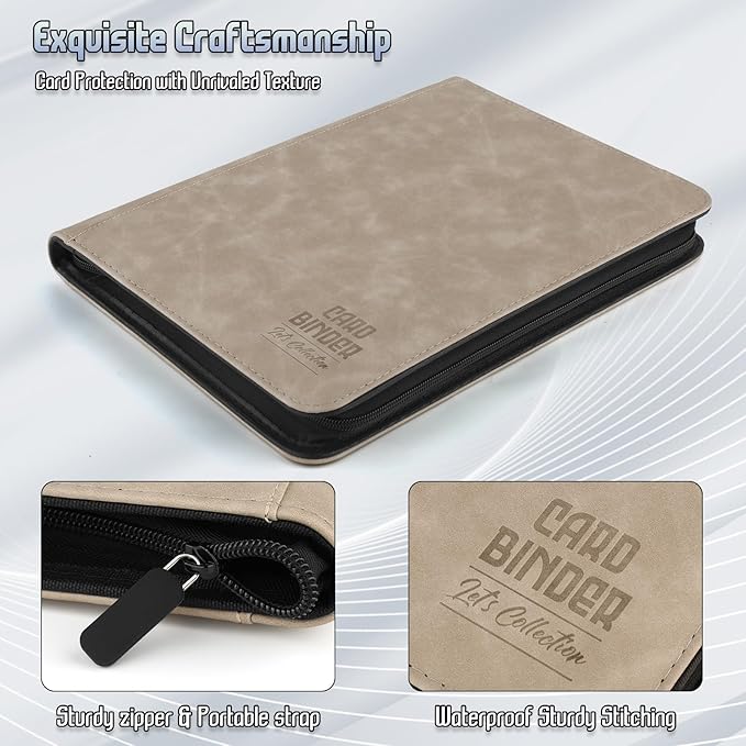Trading Card Binder, Premium 9 Pocket Double Sided 540 Pocket PU Card Collection Binder, Collectible Trading Card Albums for MTG, TCG, Sport Card, Game Cards (Ecru)