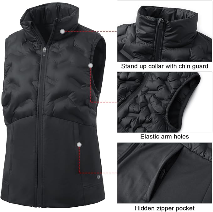 Puffer Vests Womens Lightweight Stand Collar Slim Fit Winter Sleeveless Jacket for Women with Golf Hiking