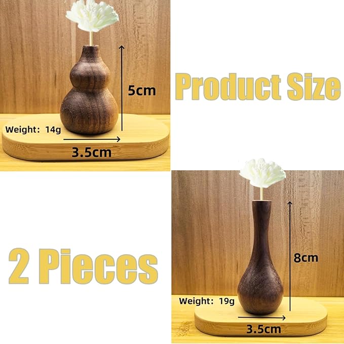 Wooden Fragrance Diffuser,Walnut Vase Essential Oil Diffuser,Aromatherapy Wood Vase Fragrance Retention Long Lasting Fragrance for Home Bathroom Office.2 Pieces.