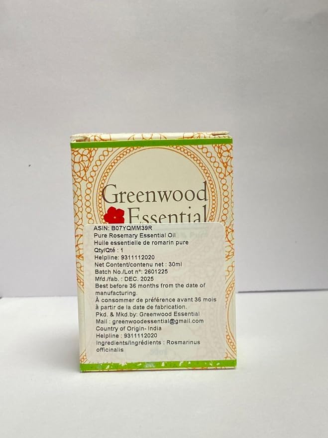 Greenwood Essential Pure Rosemary Essential Oil (Rosmarinus officinalis) Steam Distilled 30ml (1 oz)